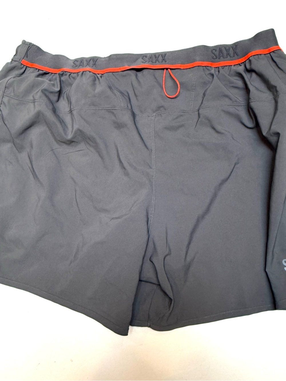 Saxx Men's Charcoal Athletic Shorts with Orange Trim